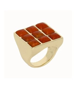 L George Coral Tic Tac Toe Ring Size 7
