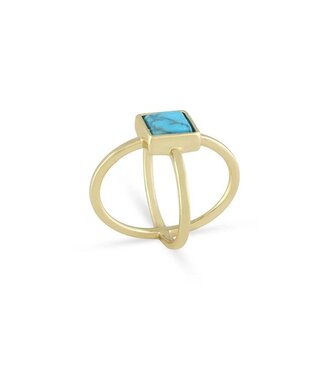 L George Spiny Oyster Turq Criss Cross Ring 7.5