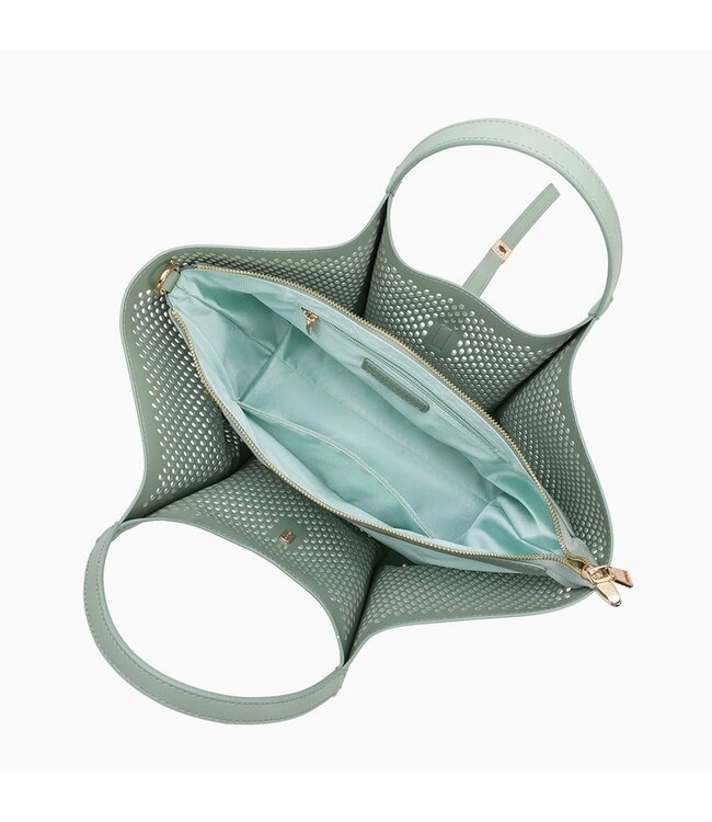 Melie Bianco Malia Laser Cut Tote Sage