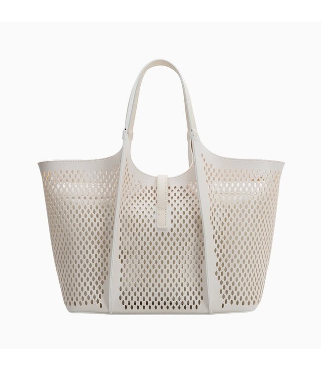 Melie Bianco Malia Laser Cut Tote Ivory