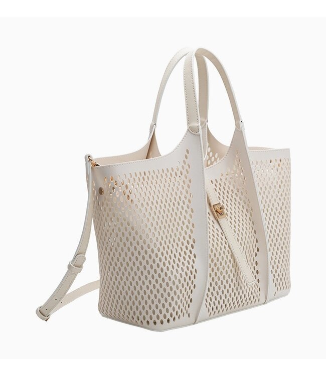 Melie Bianco Malia Laser Cut Tote Ivory