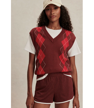 Varley Ruben Argle Knit Vest Port/Red