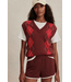 Varley Ruben Argle Knit Vest Port/Red