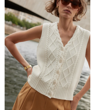 Varley Tatyana Cable Knit Vest Egrt