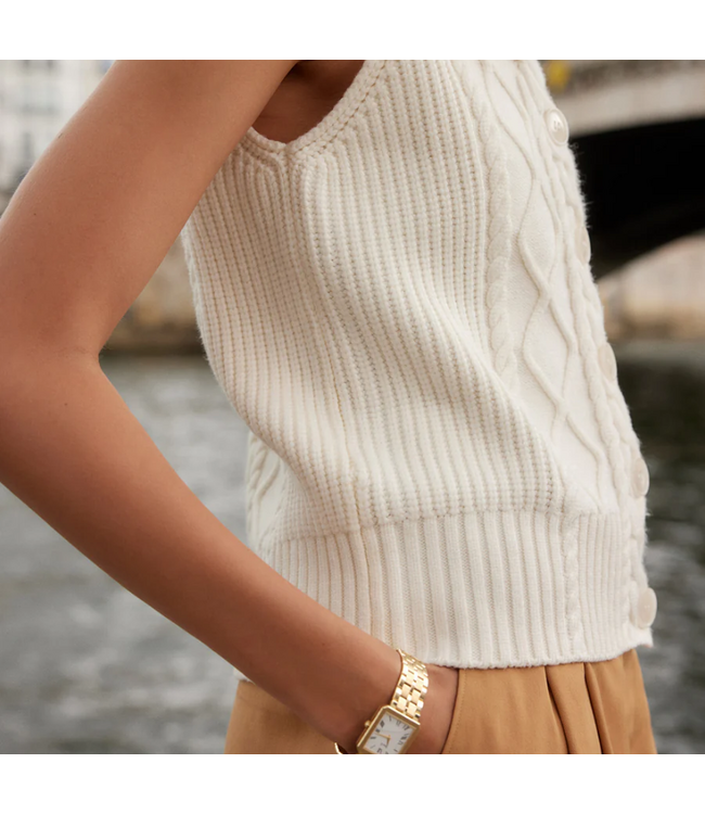 Varley Tatyana Cable Knit Vest Egrt