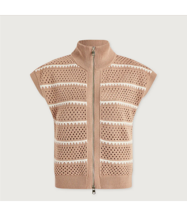 Varley Haney Zip Through Knit Light Taupe