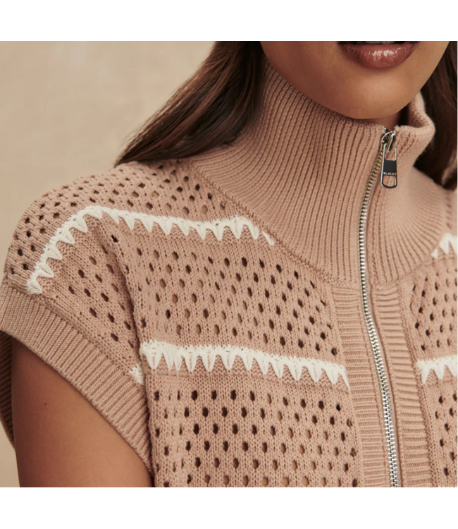 Varley Haney Zip Through Knit Light Taupe
