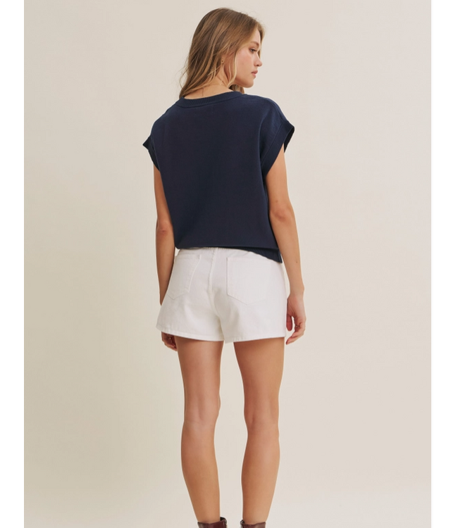 Multi-Way Versatility Button Down Sweater Vest Navy