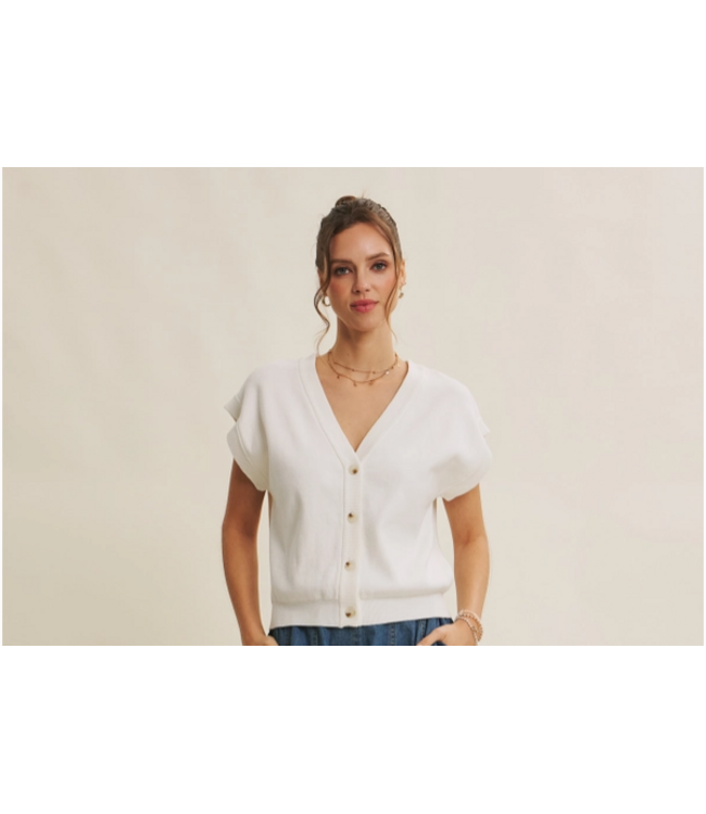 Multi-Way Versatility Button Down Sweater Vest Off White