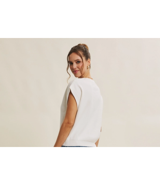 Multi-Way Versatility Button Down Sweater Vest Off White