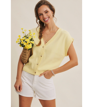 Multi-Way Versatility Button Down Sweater Vest Banana Cream