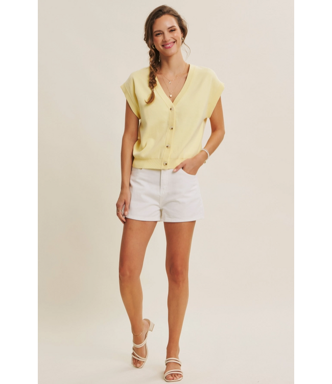 Multi-Way Versatility Button Down Sweater Vest Banana Cream