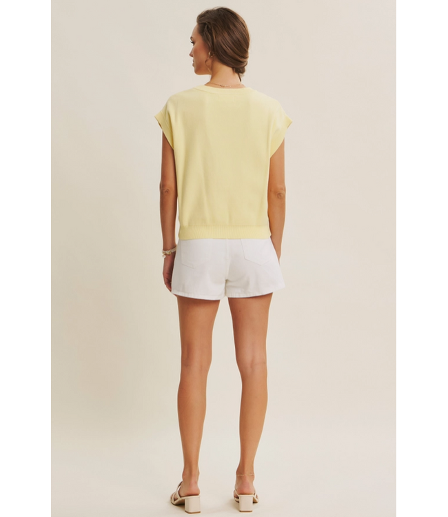 Multi-Way Versatility Button Down Sweater Vest Banana Cream
