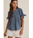 Mineral Washed Denim Pintuck Shirt