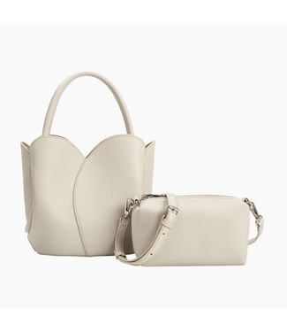 Melie Bianco Tulip Bone Vegan Top Handle Handbag