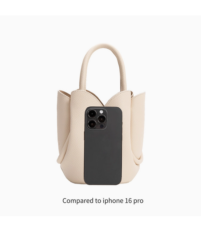 Melie Bianco Tulip Mini Bone Vegan Leather Top Handle Handbag