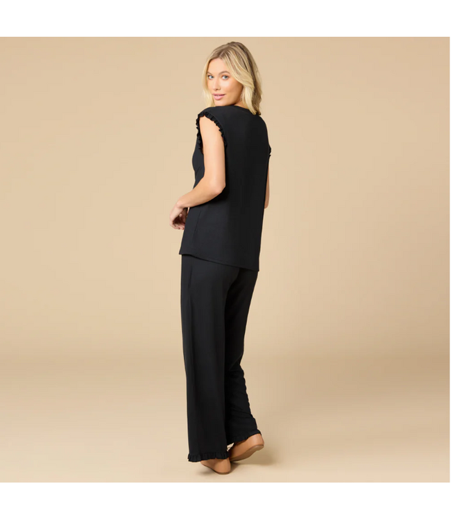 Softies Dream Ruffle Cropped Pant Black