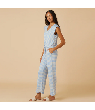 Softies Dream Ruffle Cropped Pant Blue Stripe