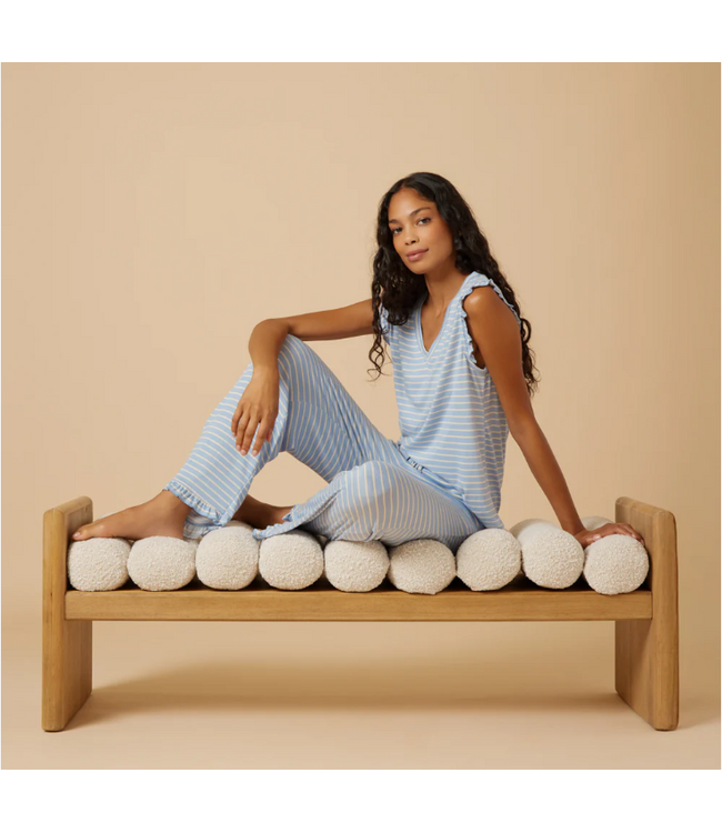 Softies Dream Ruffle Cropped Pant Blue Stripe