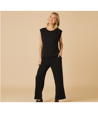 Softies Dream Tech Pleated Shoulder Tank Black