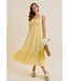 Textured Halter Smocked Midi Dress Lemon Drop
