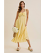 Textured Halter Smocked Midi Dress Lemon Drop