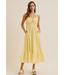 Textured Halter Smocked Midi Dress Lemon Drop