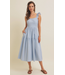 Cloud Gazing Airy Smocked Back Tiered Midi Dress LT blue