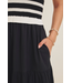 Everyday Escape Mixed Media Tiered Sweater Midi Dress Black