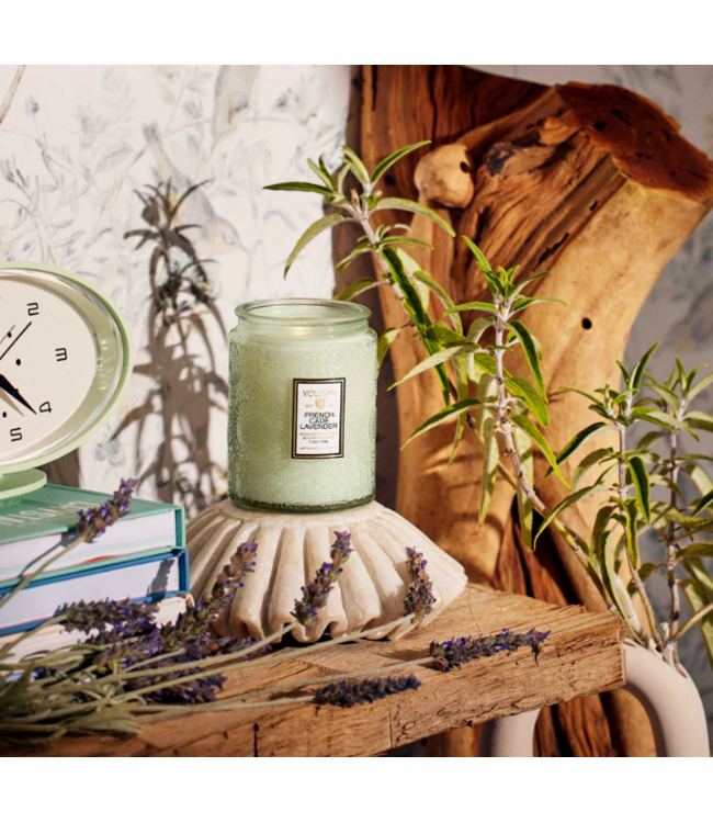 Voluspa French Cade Lavender Small Embossed Jar Candle