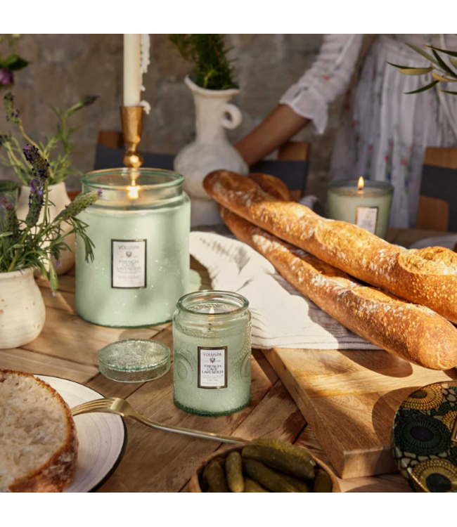 Voluspa French Cade Lavender Small Embossed Jar Candle