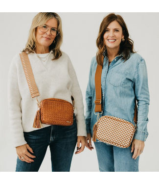 Woven Willow Camera Crossbody Bag Brown