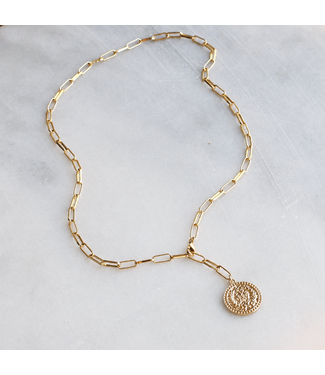Avery Gold Coin Lariat Necklace