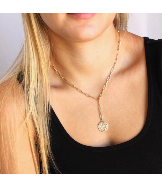 Avery Gold Coin Lariat Necklace