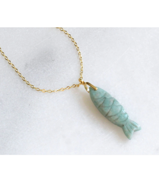 Gemstone Fish Pendant Necklace Amazonite