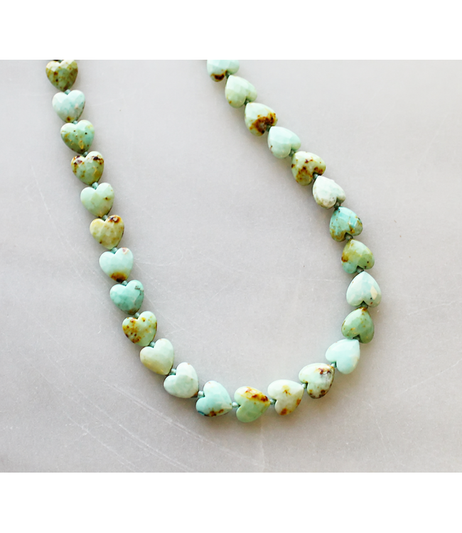 Green Opal Heart Beaded Necklace
