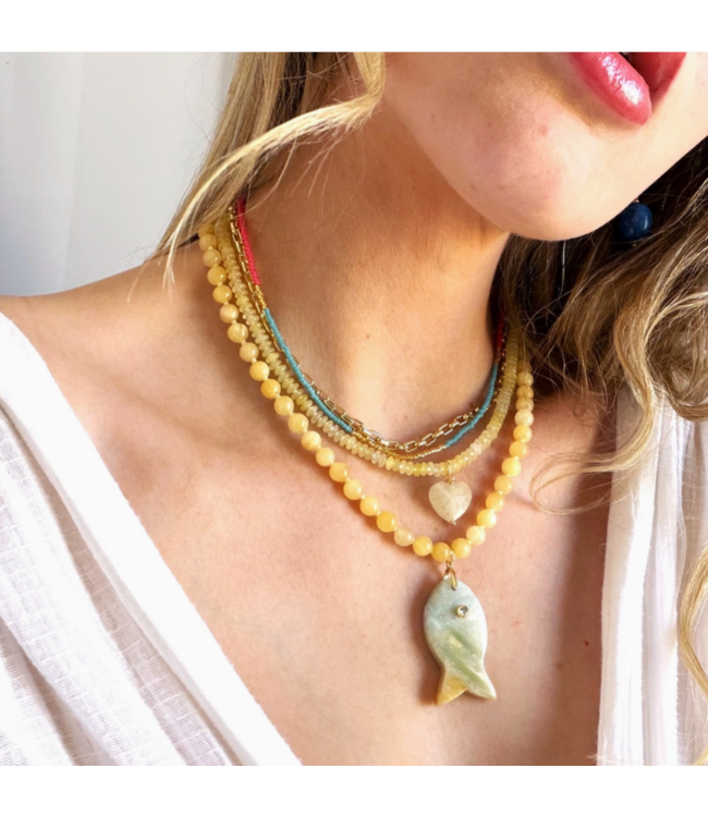 Soft Yellow Beaded Necklace