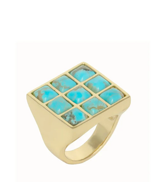 L George Tic Tac Toe Ring Turquoise