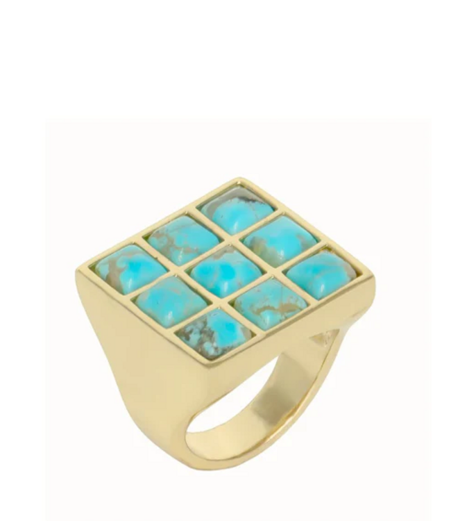L George Tic Tac Toe Ring Turquoise
