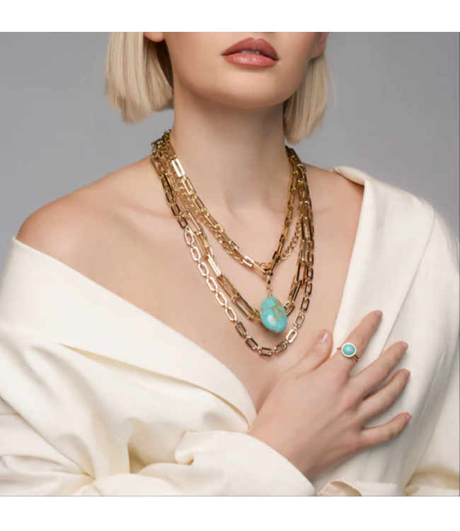 L George Amy Halo Ring Turquoise