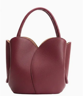 Melie Bianco Tulip Burgundy Recycled Vegan Lthr Top Handle