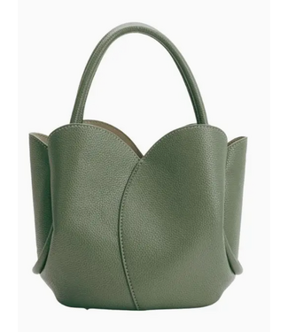 Melie Bianco Tulip Moss Recycled Vegan Lthr Top Handle