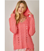 Cable Knit Hoodie Sweater Raspberry