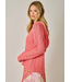 Cable Knit Hoodie Sweater Raspberry