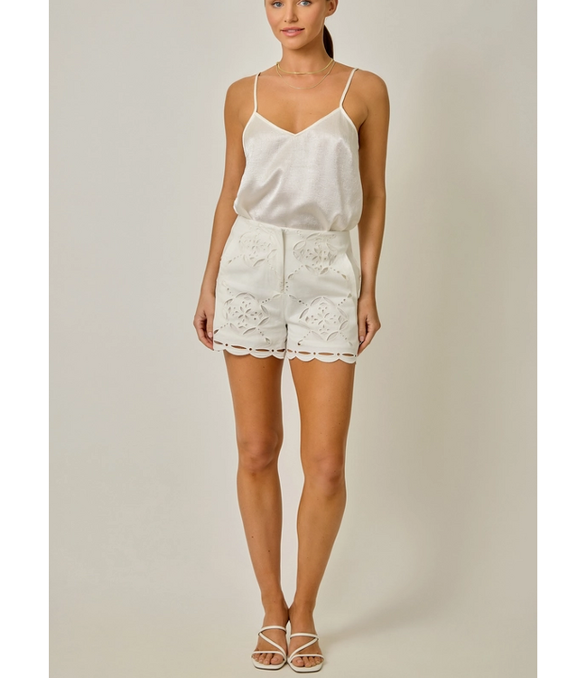 Eyelet Embroidered Shorts Ivory