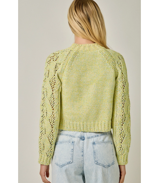 Multicolor Cable Knit Cardigan Yellow