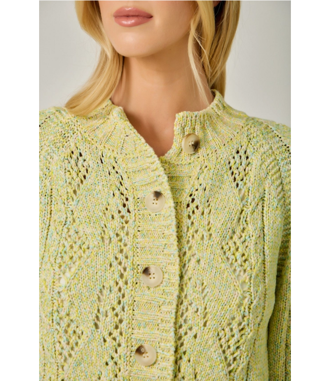Multicolor Cable Knit Cardigan Yellow