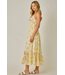 Twist Adorn Neckline Midi Dress Yellow