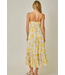 Twist Adorn Neckline Midi Dress Yellow
