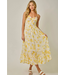 Twist Adorn Neckline Midi Dress Yellow